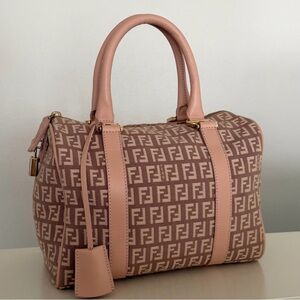 Fendi Zucchino Canvas Forever Bauletto boston bag